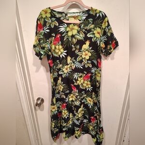 Phases Women's Sequin Embellished Tropical Parrot Print House Mumu Dress Sz M
